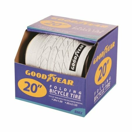 GOODYEAR KENT BMX Tire, Folding, White, For: 20 x 1-1/2 to 2-1/8 in Rim 91056